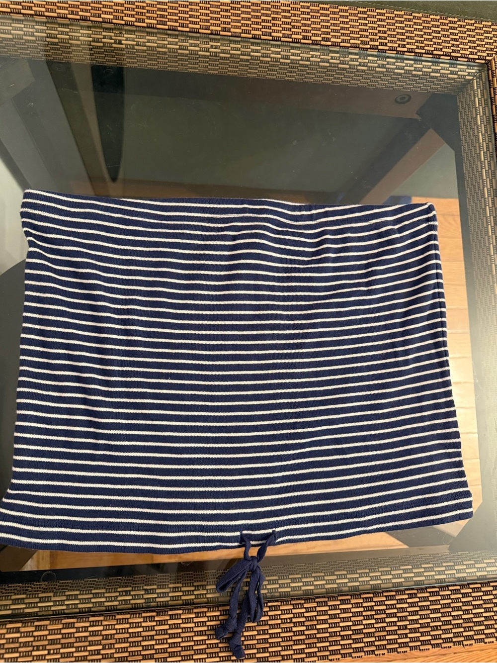 J. Crew Navy and White Striped Drawstring Tube Top